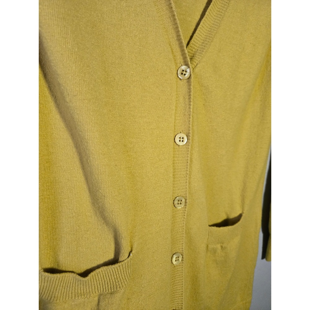 BCBG‎ Max Azria Yellow Longline Cardigan Y2K Lightweight Button Front Small - Picture 3 of 10